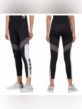 Adidas Athletic Leggings Womens Designed to Move Color Block Black Large